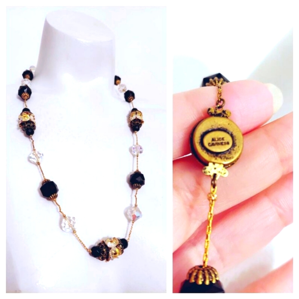 Vintage Alice Caviness designer necklace aurora borielis crystal glass chain